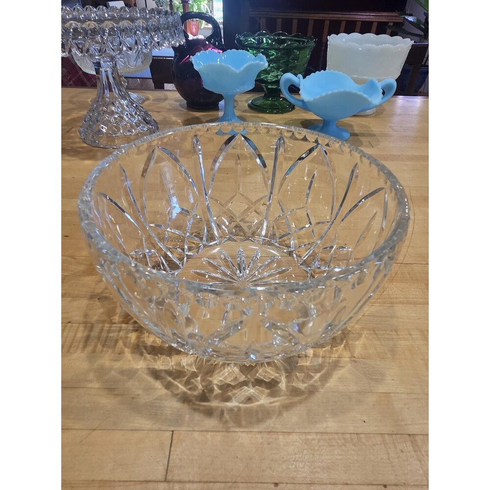 Vintage Godinger Dublin Crystal 9 Inch Salad Serving Bowl Cut Glass 1990s